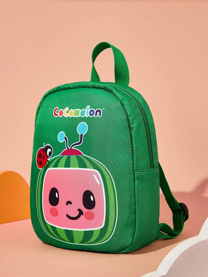 CoComelon 1pc Cute Cartoon Print Mini Polyester Kids Backpack, One Adjustable Shoulder Strap, Watermelon