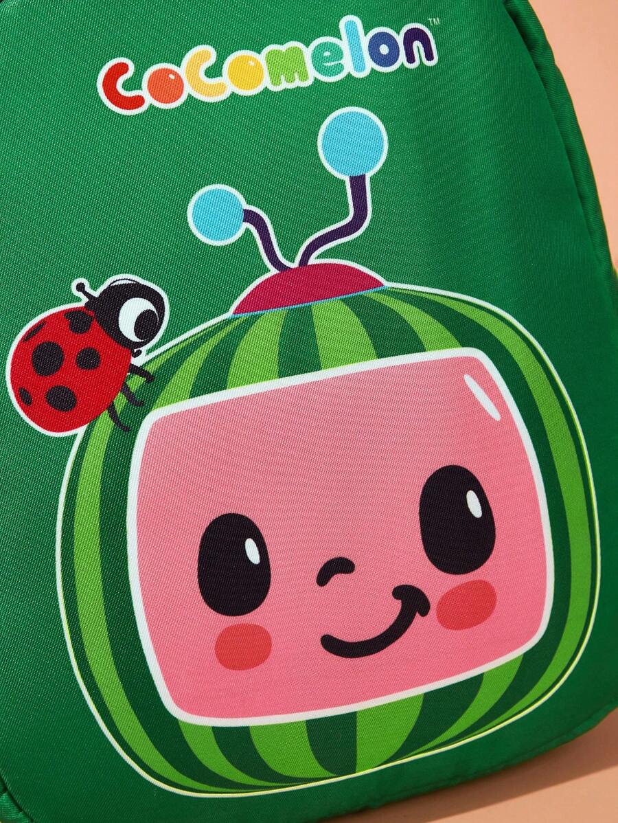 CoComelon 1pc Cute Cartoon Print Mini Polyester Kids Backpack, One Adjustable Shoulder Strap, Watermelon