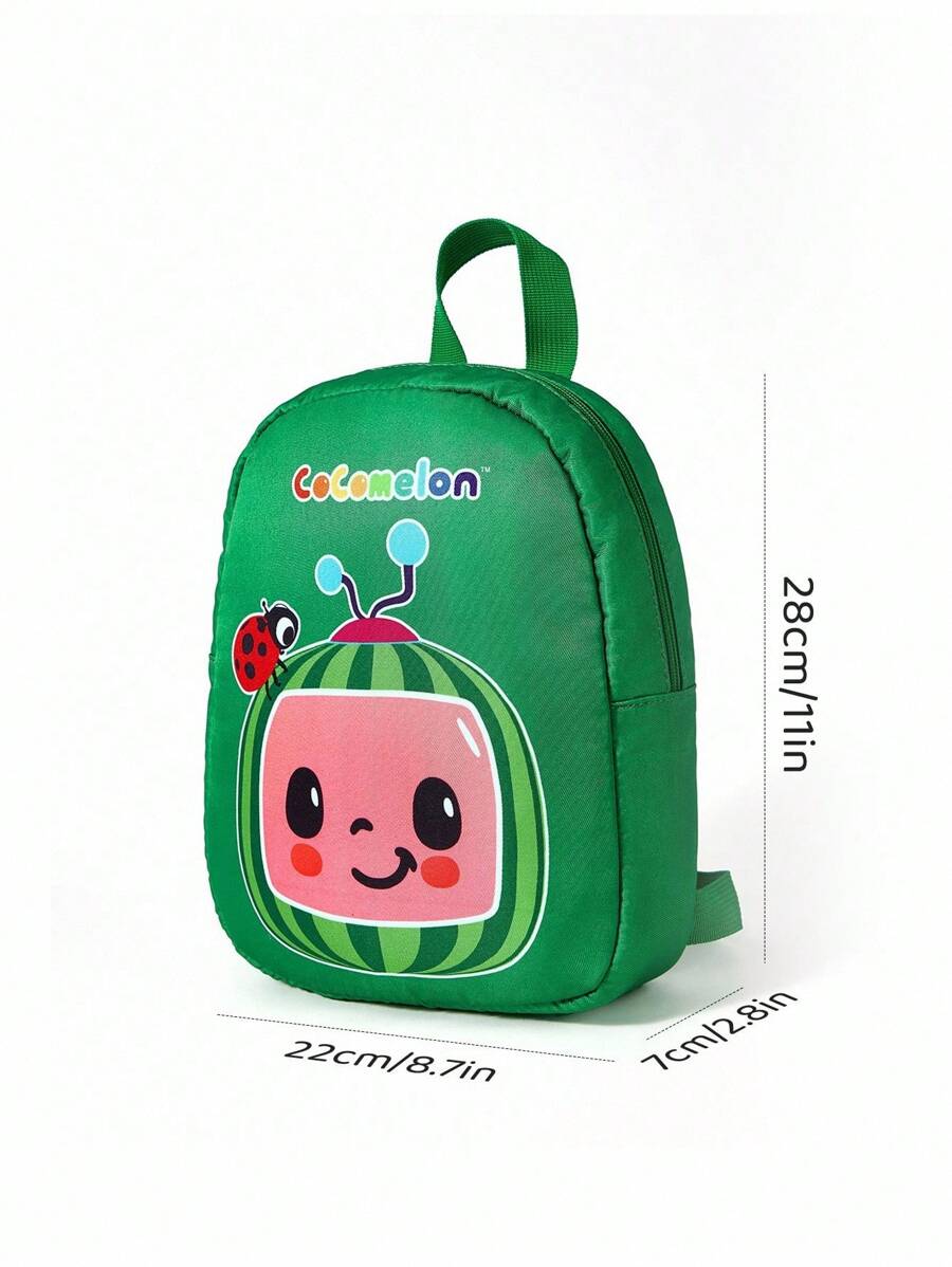 CoComelon 1pc Cute Cartoon Print Mini Polyester Kids Backpack, One Adjustable Shoulder Strap, Watermelon