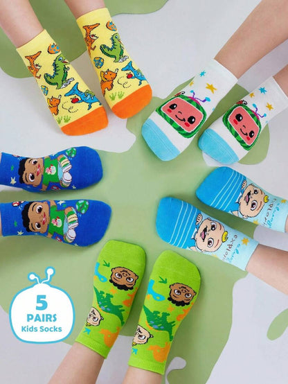 Coco Melon Kids 5 pairs Cotton Socks collection.Best for Gift
