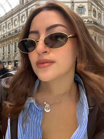 Oval Metal Fashion Glasses Advanced Retro Personalized Versatile Men And Women's Fashion Glasses Suitable For Daily Wear