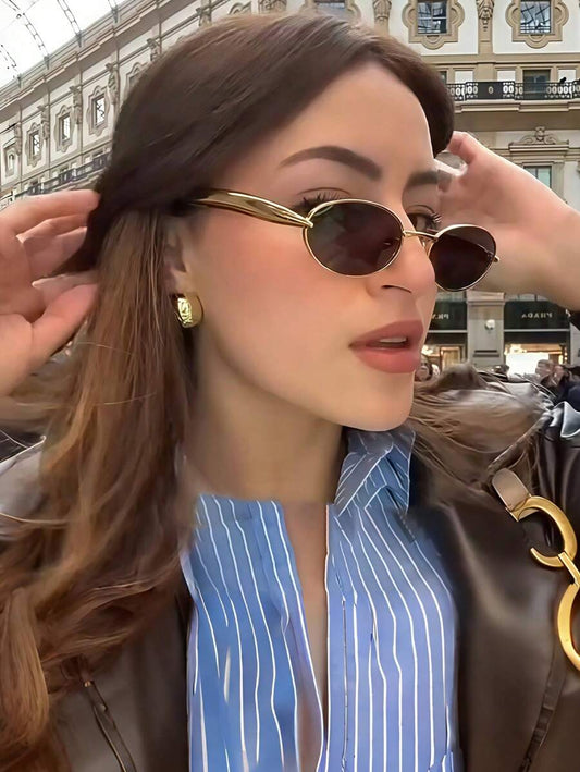 Oval Metal Fashion Glasses Advanced Retro Personalized Versatile Men And Women's Fashion Glasses Suitable For Daily Wear