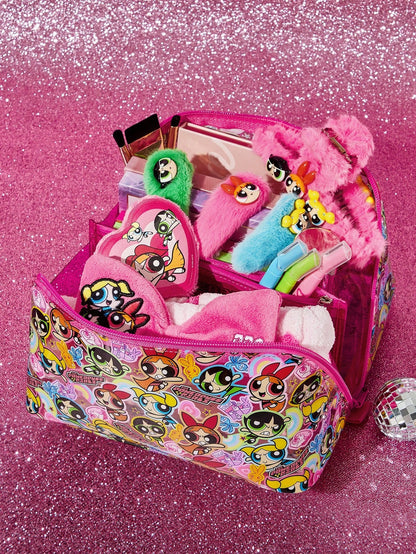 THE POWERPUFF GIRLS 1pc Cartoon Pattern Printed Large Capacity Foldable PVC Makeup Bag