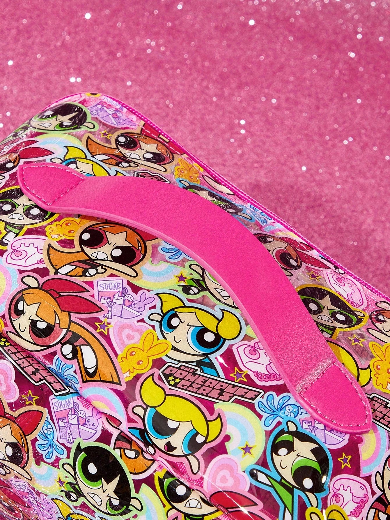THE POWERPUFF GIRLS 1pc Cartoon Pattern Printed Large Capacity Foldable PVC Makeup Bag