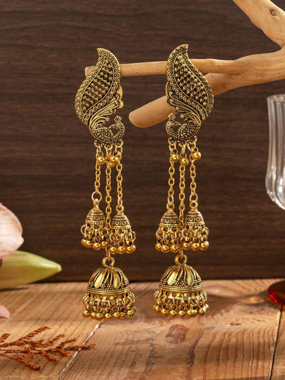 Long Chain With Multiple Bells Jewelry Earrings