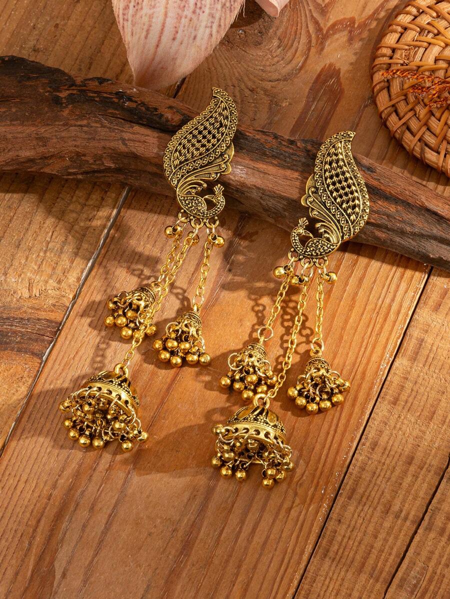 Long Chain With Multiple Bells Jewelry Earrings