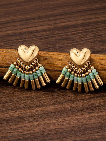 Classic Heart Tassel Personalized Earrings, Minimalist Versatile