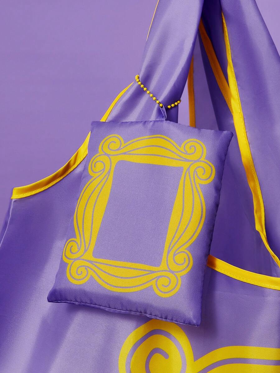 FRIENDS Purple Letter &amp; Frame Print Foldable Reusable Shopping Bag, Gift