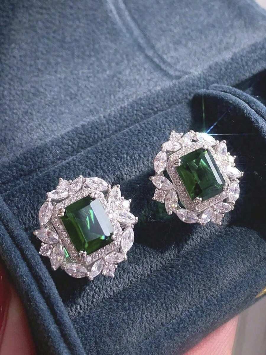 1 Pair Luxury Cubic Zirconia Stud Earrings For Women For Wedding Party Engagement Anniversary Jewelry Valentine's Day Gift