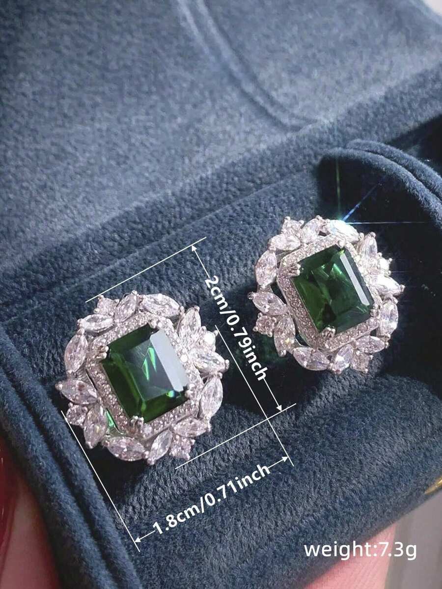 1 Pair Luxury Cubic Zirconia Stud Earrings For Women For Wedding Party Engagement Anniversary Jewelry Valentine's Day Gift