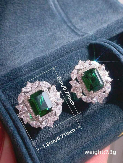 1 Pair Luxury Cubic Zirconia Stud Earrings For Women For Wedding Party Engagement Anniversary Jewelry Valentine's Day Gift