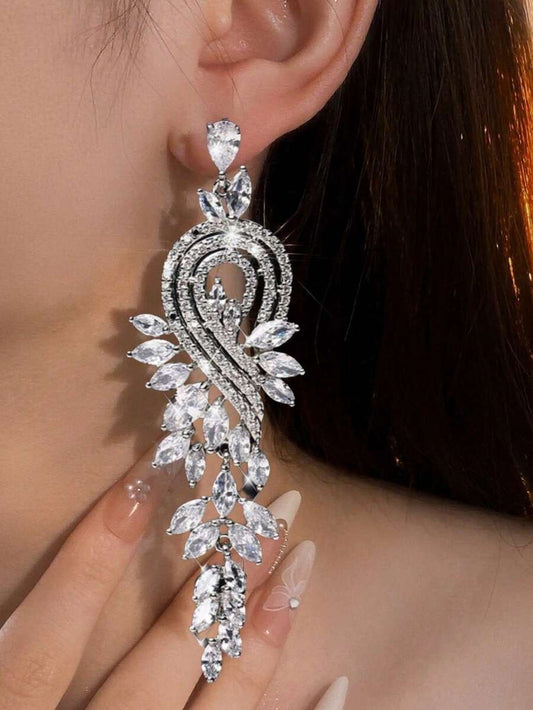 Sparkling Crystal Pendant Tassel Earrings