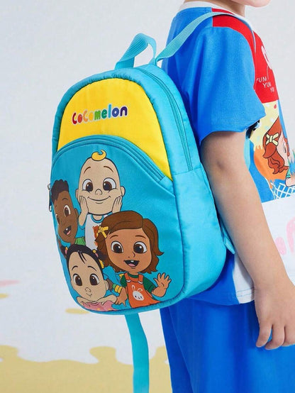 CoComelon 1pc Cute Cartoon Pattern Printed Polyester Backpack With Adjustable Shoulder Straps, JJ, Nina, Cici, Cody, Friendship, For Back To School for Kids