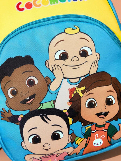 CoComelon 1pc Cute Cartoon Pattern Printed Polyester Backpack With Adjustable Shoulder Straps, JJ, Nina, Cici, Cody, Friendship, For Back To School for Kids