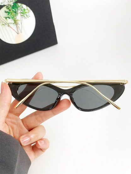 Cat Eye Small Frame Women's Fashion Glasses, New Y2K Decorative Sunglass