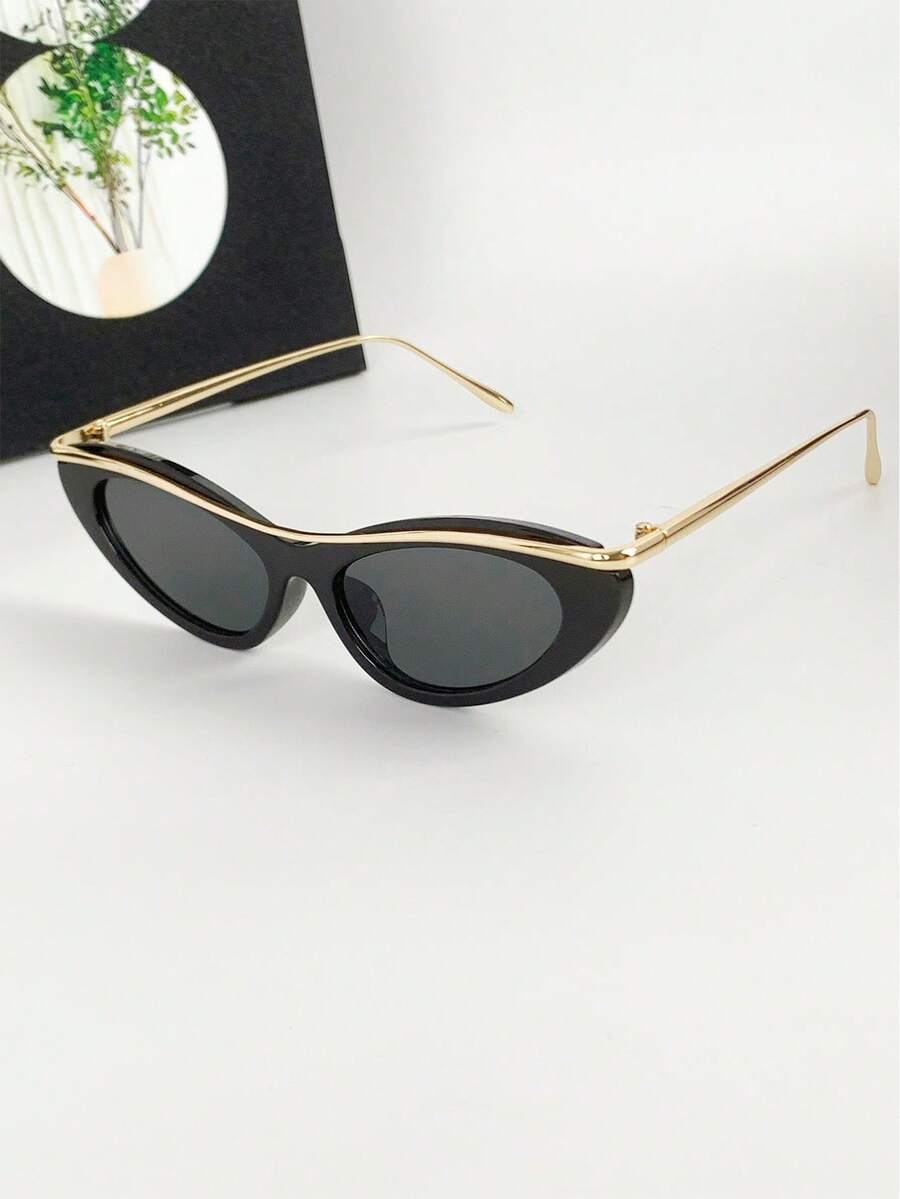 Cat Eye Small Frame Women's Fashion Glasses, New Y2K Decorative Sunglass