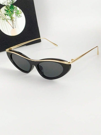 Cat Eye Small Frame Women's Fashion Glasses, New Y2K Decorative Sunglass