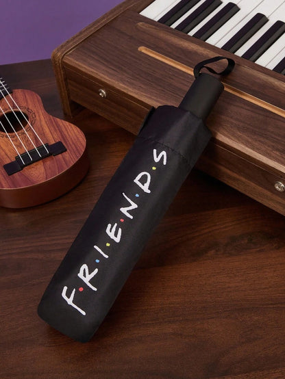 FRIENDS 1 Piece Cartoon Pattern Print Folding Umbrella, UV Protection, Suitable For School, Work, Outdoor And Daily Use &amp; Gift