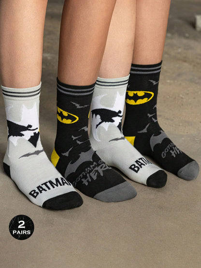 BATMAN Merch 2 Pairs Soft & Breathable Moisture-Wicking Casual Mid-Calf Socks