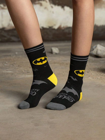 BATMAN Merch 2 Pairs Soft & Breathable Moisture-Wicking Casual Mid-Calf Socks