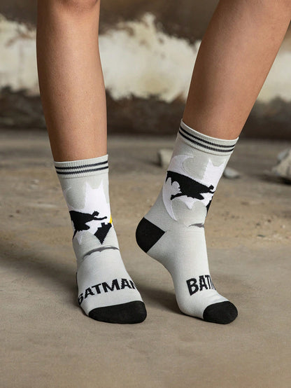 BATMAN Merch 2 Pairs Soft & Breathable Moisture-Wicking Casual Mid-Calf Socks