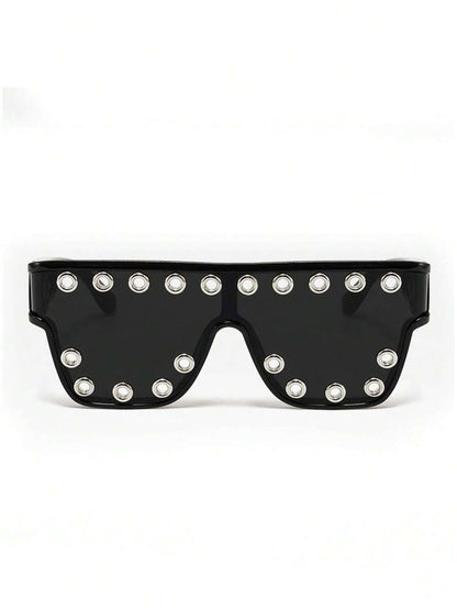 Oversized Fashion Glasses, Rivet Embedded, Personalized Cyberpunk Y2K Style,