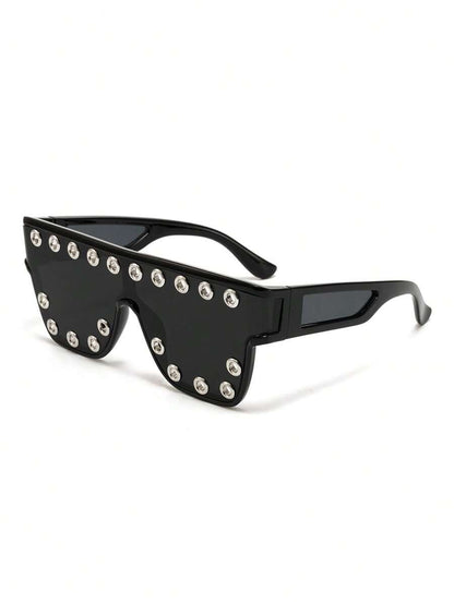 Oversized Fashion Glasses, Rivet Embedded, Personalized Cyberpunk Y2K Style,