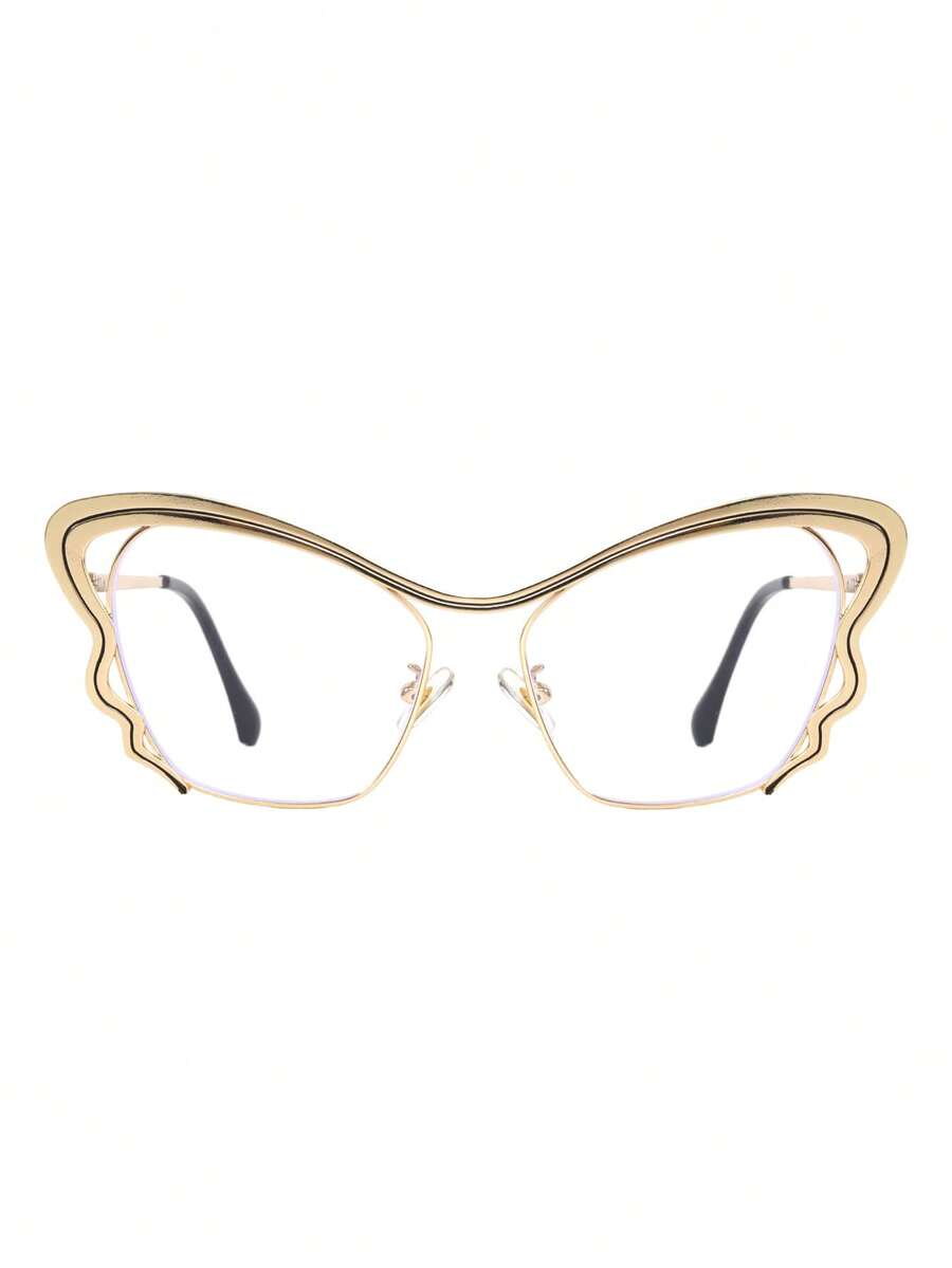 Butterfly Metal Fashion Eyeglasses Frame With Clear Lenses