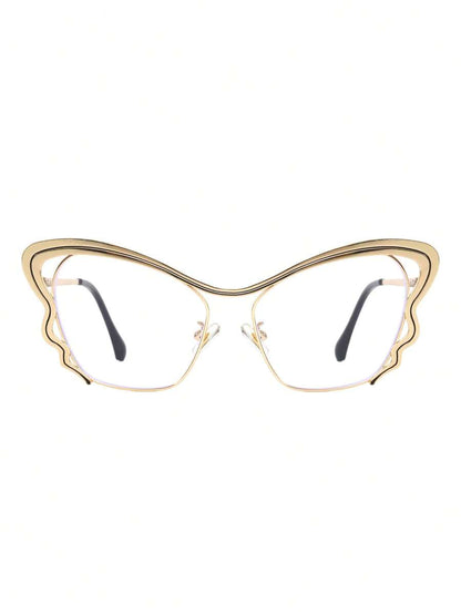 Butterfly Metal Fashion Eyeglasses Frame With Clear Lenses