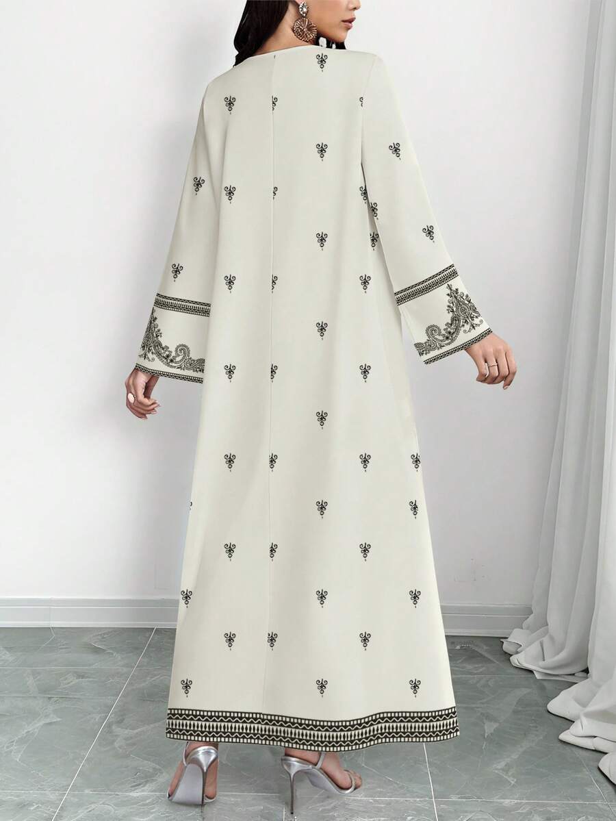 EID Special Modest Caftan Women's Long Sleeve Elegant Arabic Dress