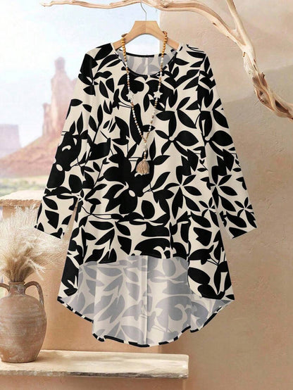 EID Special 2pcs Dress Women Loose Fit Round Neck Long Sleeve Top And Pants Set