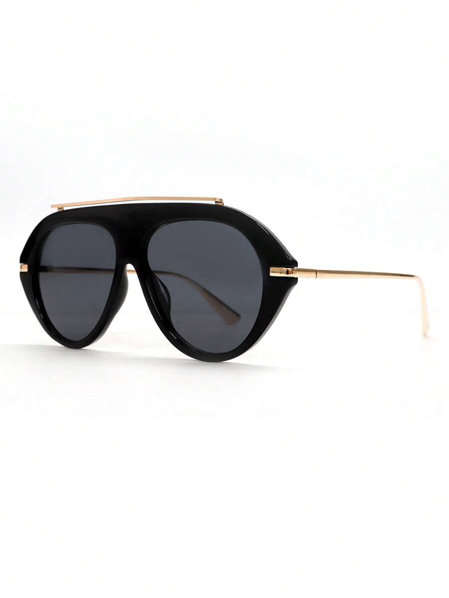 Oversized Oval Metal Frame Women's Fashion Glasses