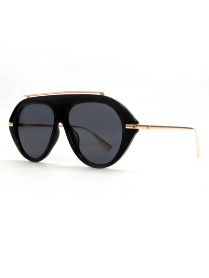 Oversized Oval Metal Frame Women's Fashion Glasses