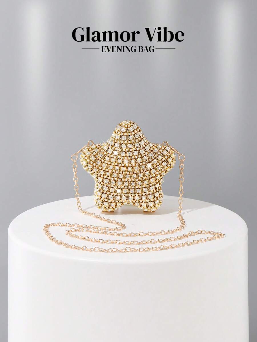 Bling Bling Full Diamond Star Bag, Mini Exquisite Chain Crossbody Bag, Party Versatile Small Sling Bag,