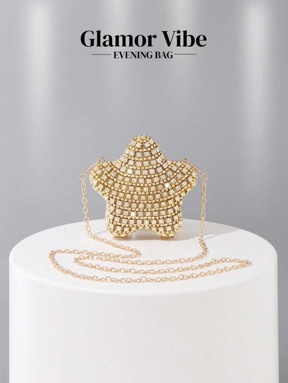 Bling Bling Full Diamond Star Bag, Mini Exquisite Chain Crossbody Bag, Party Versatile Small Sling Bag,