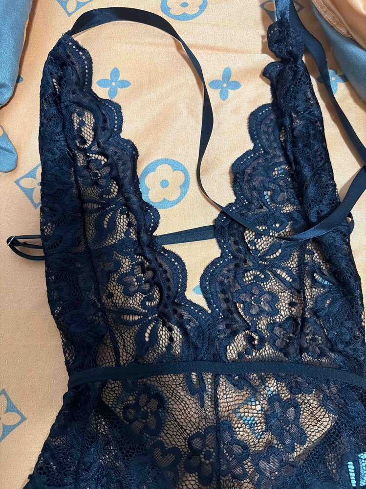 1pc Women's Lace Sheer Backless Jumpsuit, Nightgown, Sexy Lingerie
