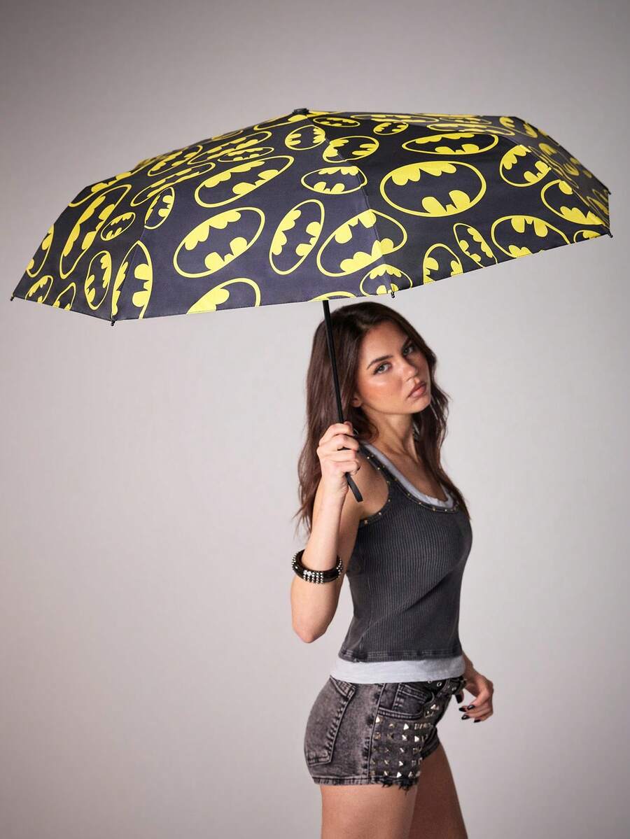 BATMAN (design 2) Logo Printed Umbrella With Black UV Coating, UPF 50+ Sun Protection,
