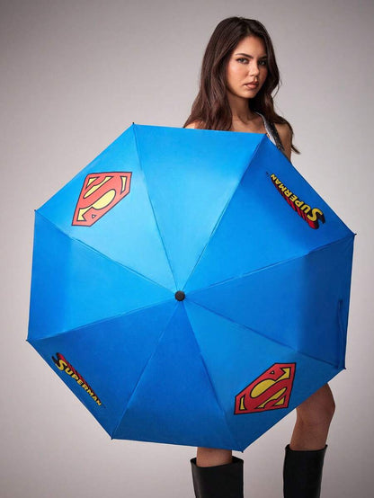 SUPERMAN Logo Printed Umbrella, UPF 50+ UV Protection