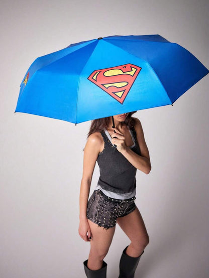 SUPERMAN Logo Printed Umbrella, UPF 50+ UV Protection