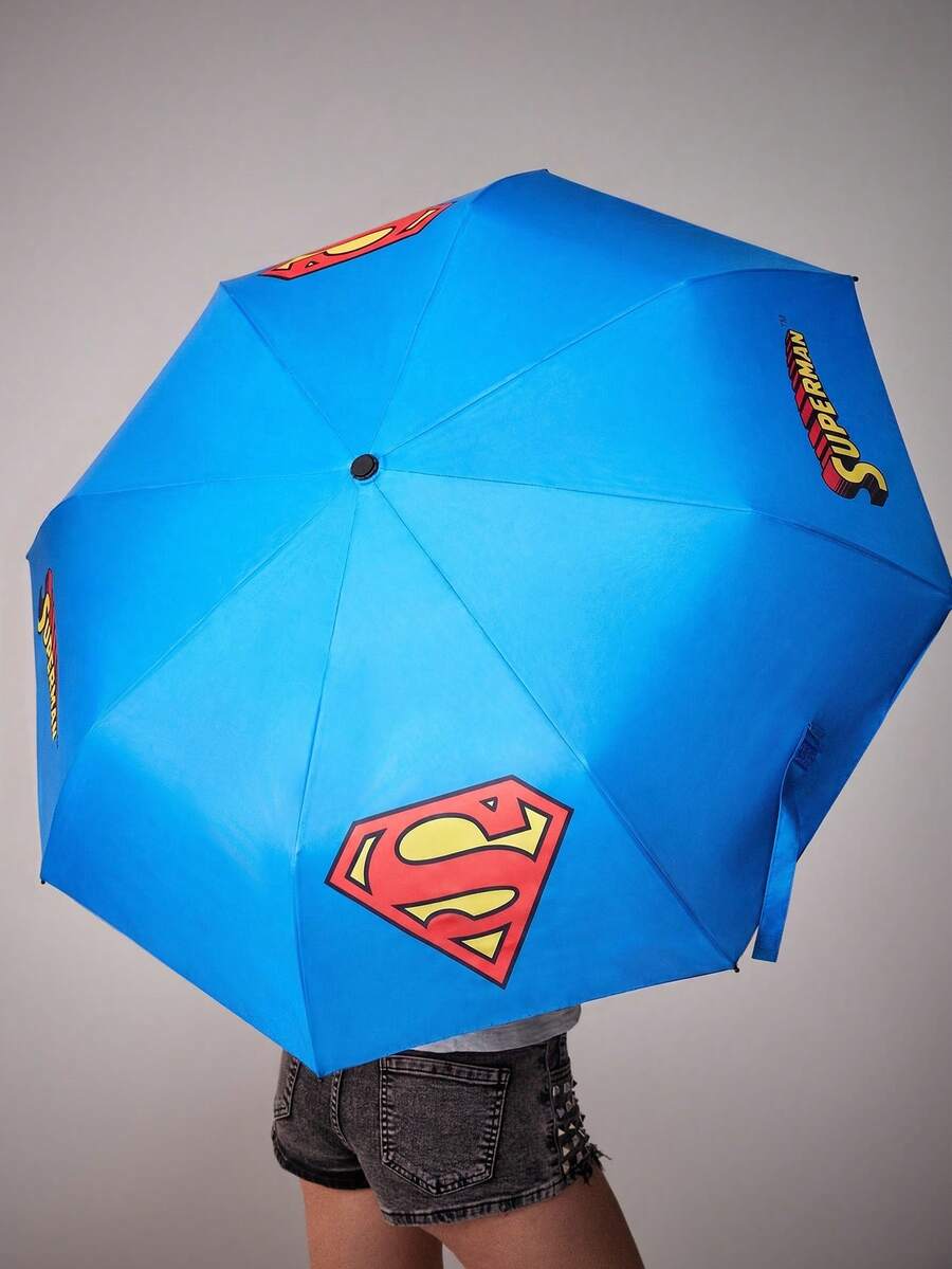 SUPERMAN Logo Printed Umbrella, UPF 50+ UV Protection