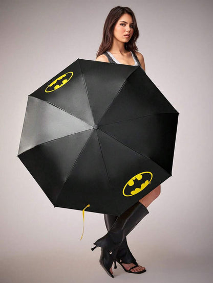 BATMAN Logo Printed Umbrella With Black UV Coating, UPF 50+ Sun Protection