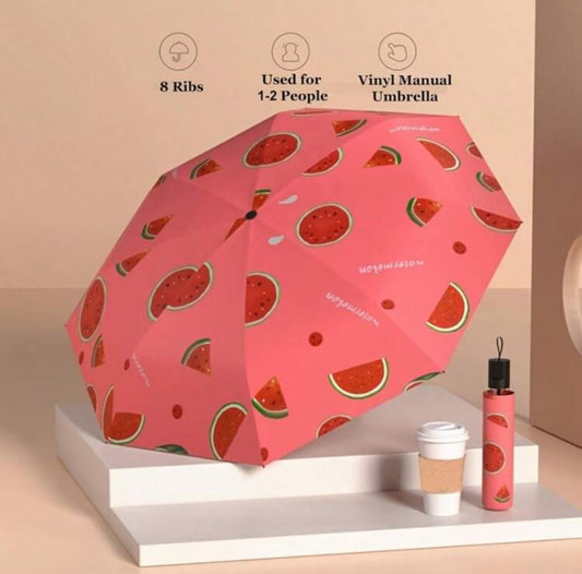 Fully Automatic One-Touch Open Watermelon Print Umbrella, 8K Sun Blocking Anti-UV Parasol, Cute Compact Folding Rainproof Umbrella, Suitable For Travel, Wedding Photography, Gift, Water Repellent
