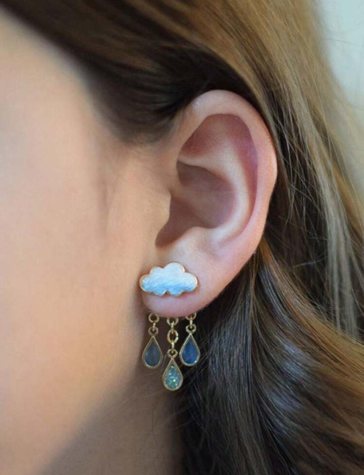 Cloud & Water-drop Decor Earring Jackets
