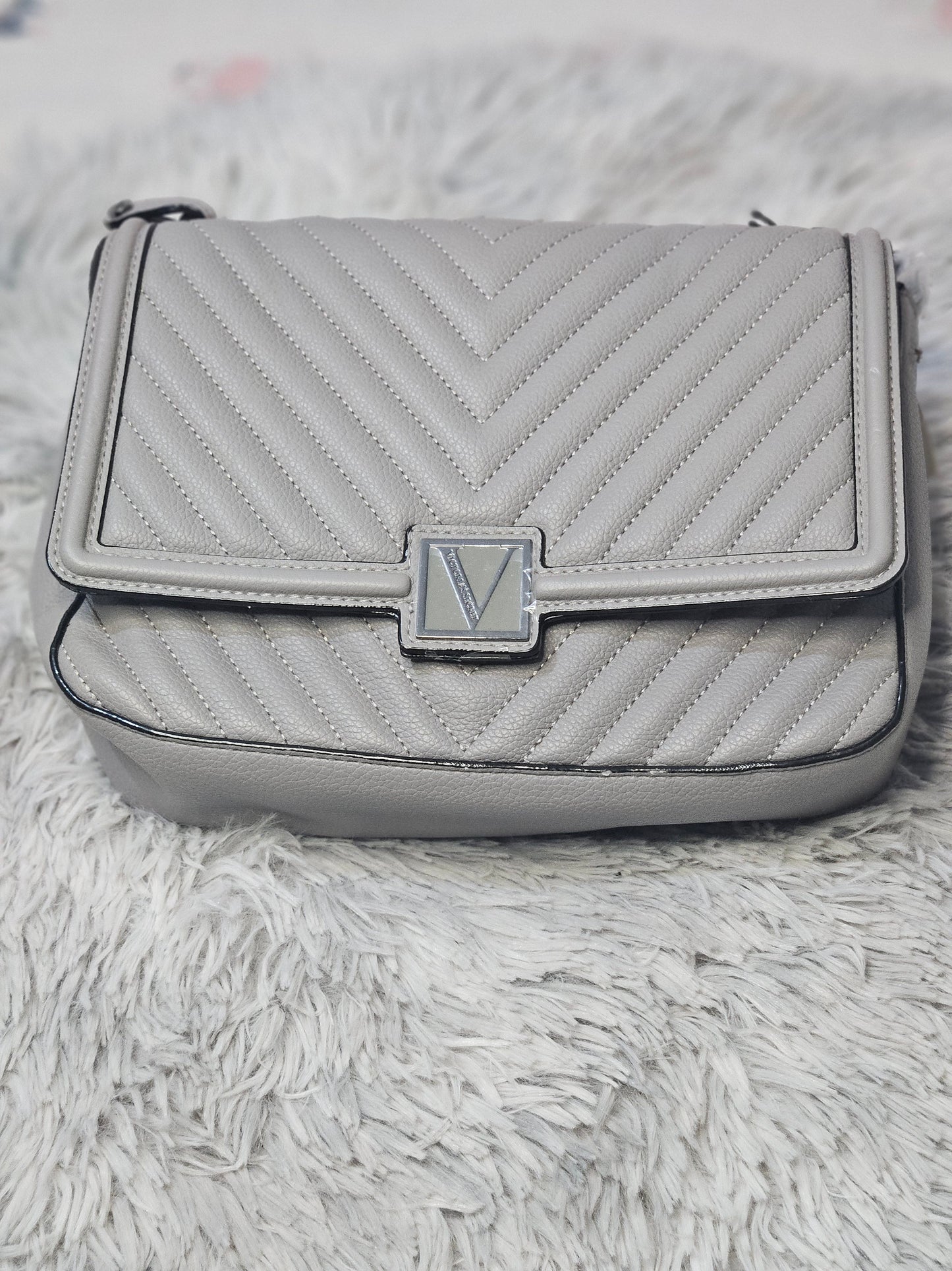 Victoria's Secret Croc Luxe Flap Grey Bag