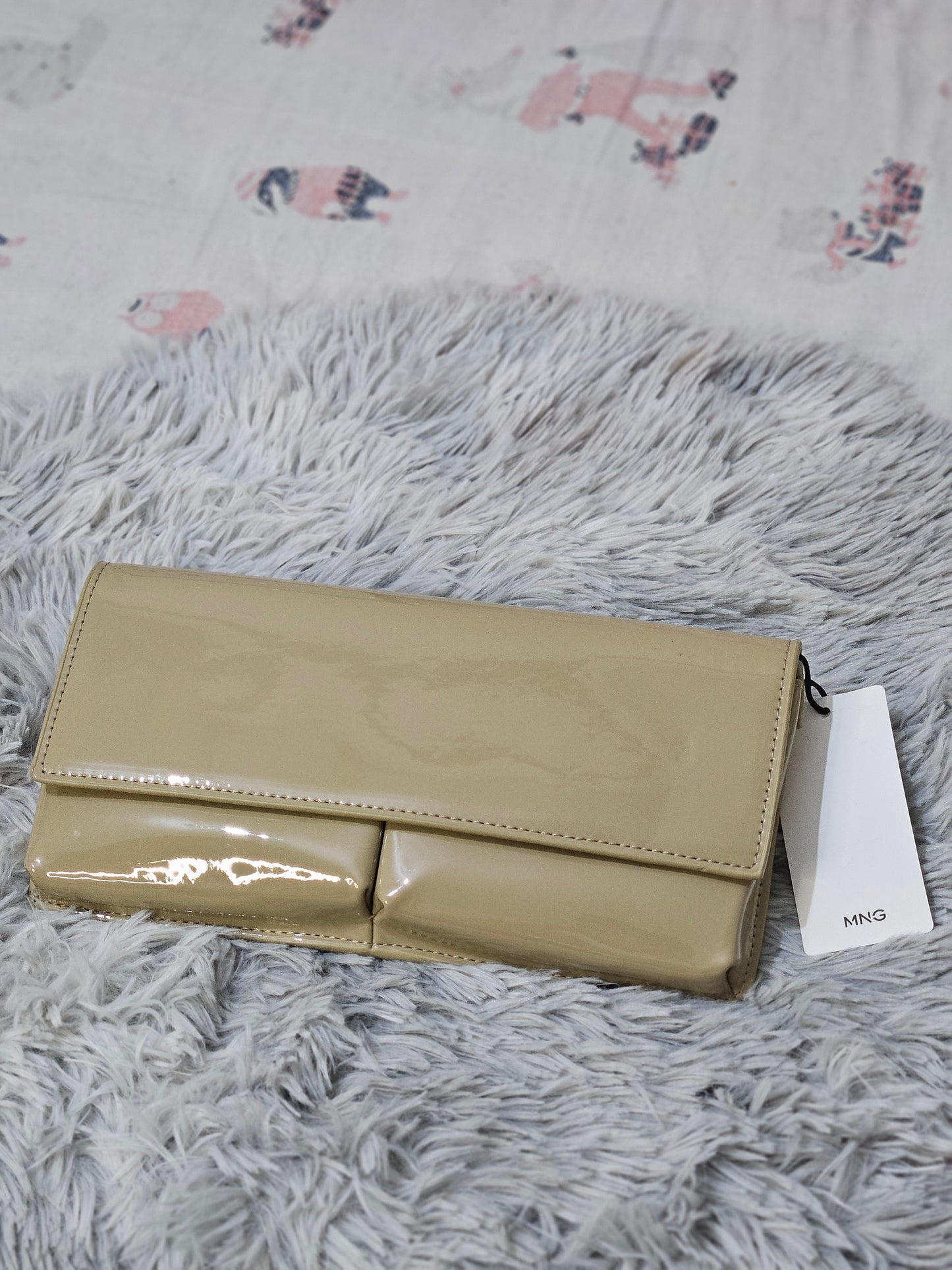 Patent Flap Clutch Bag – Nude Beige by Mango