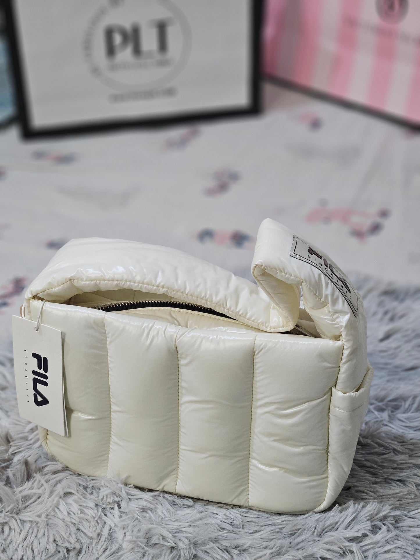 FILA Puffer Shoulder Bag – Cream White