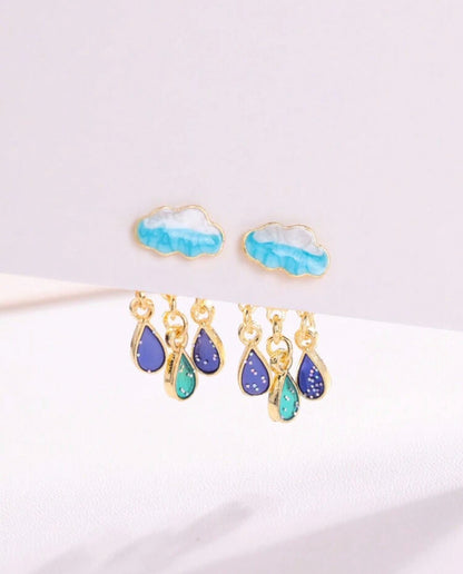 Cloud & Water-drop Decor Earring Jackets