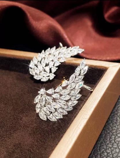 Cubic Zirconia Wing Cuff Earrings