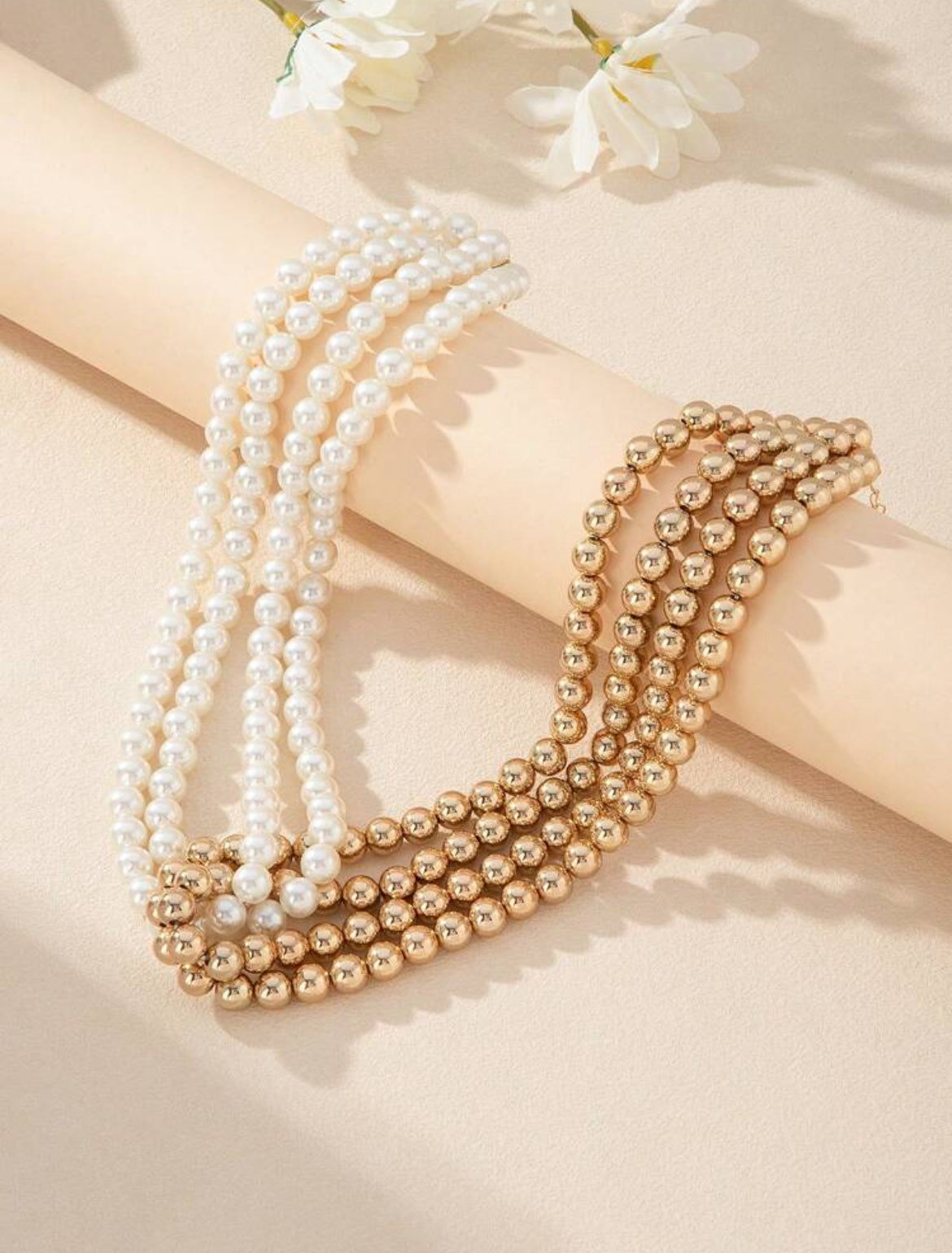 Vintage French Multi-Layer Beaded Choker Necklace