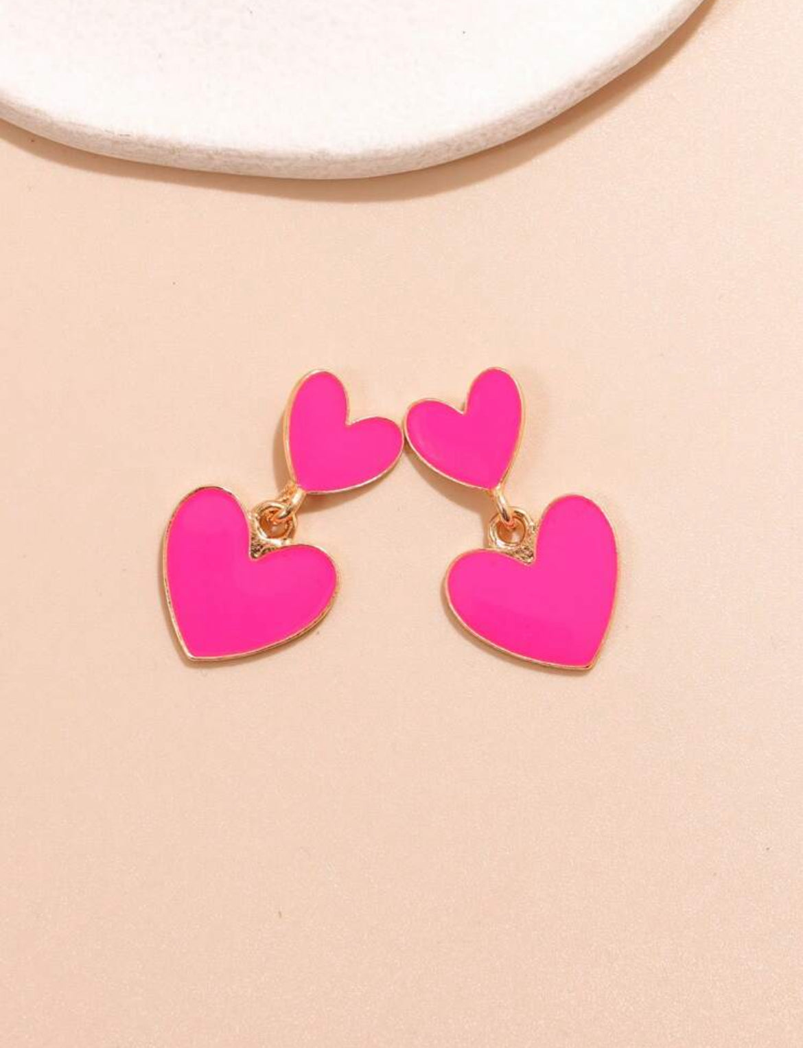 Hot Pink Heart Drop Earrings